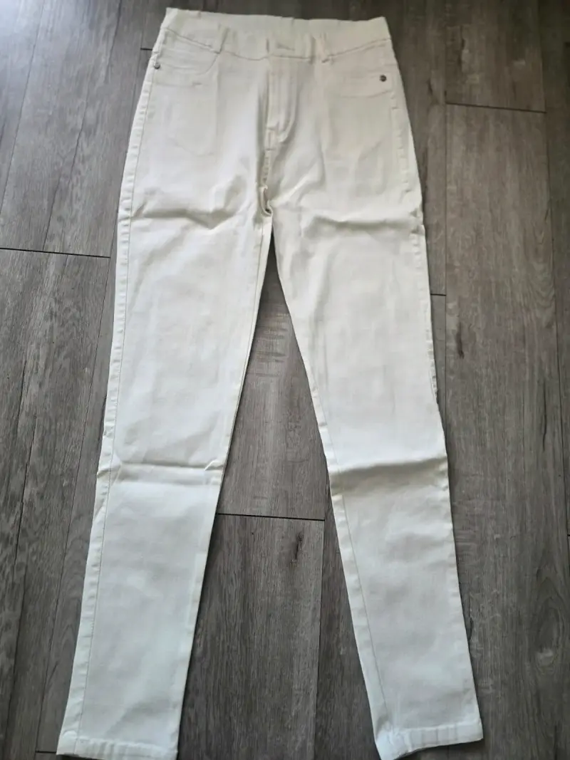 Pantalones de mezclilla blancos para mujer - 1