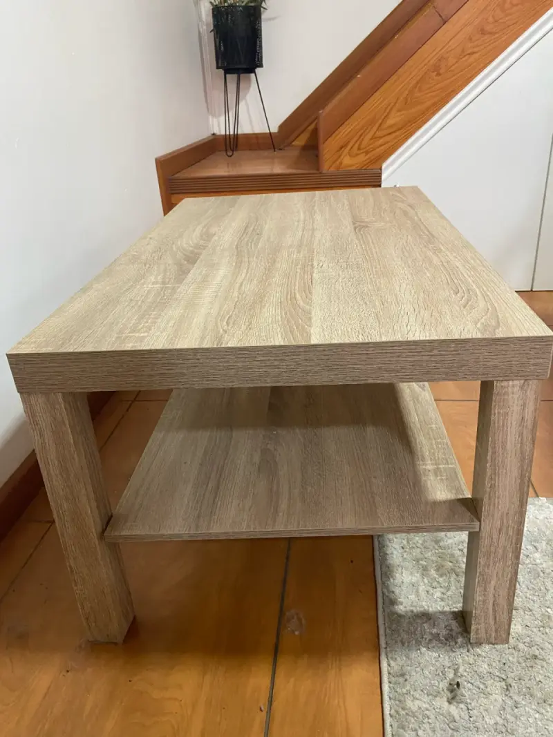 Mesa de Centro de Madera con Estante - 3
