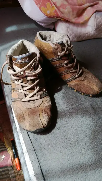 Botines de cuero marrón Skechers para mujer - miniatura 1