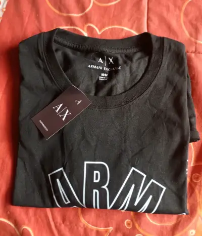Polera negra Armani Exchange con logo - miniatura 2