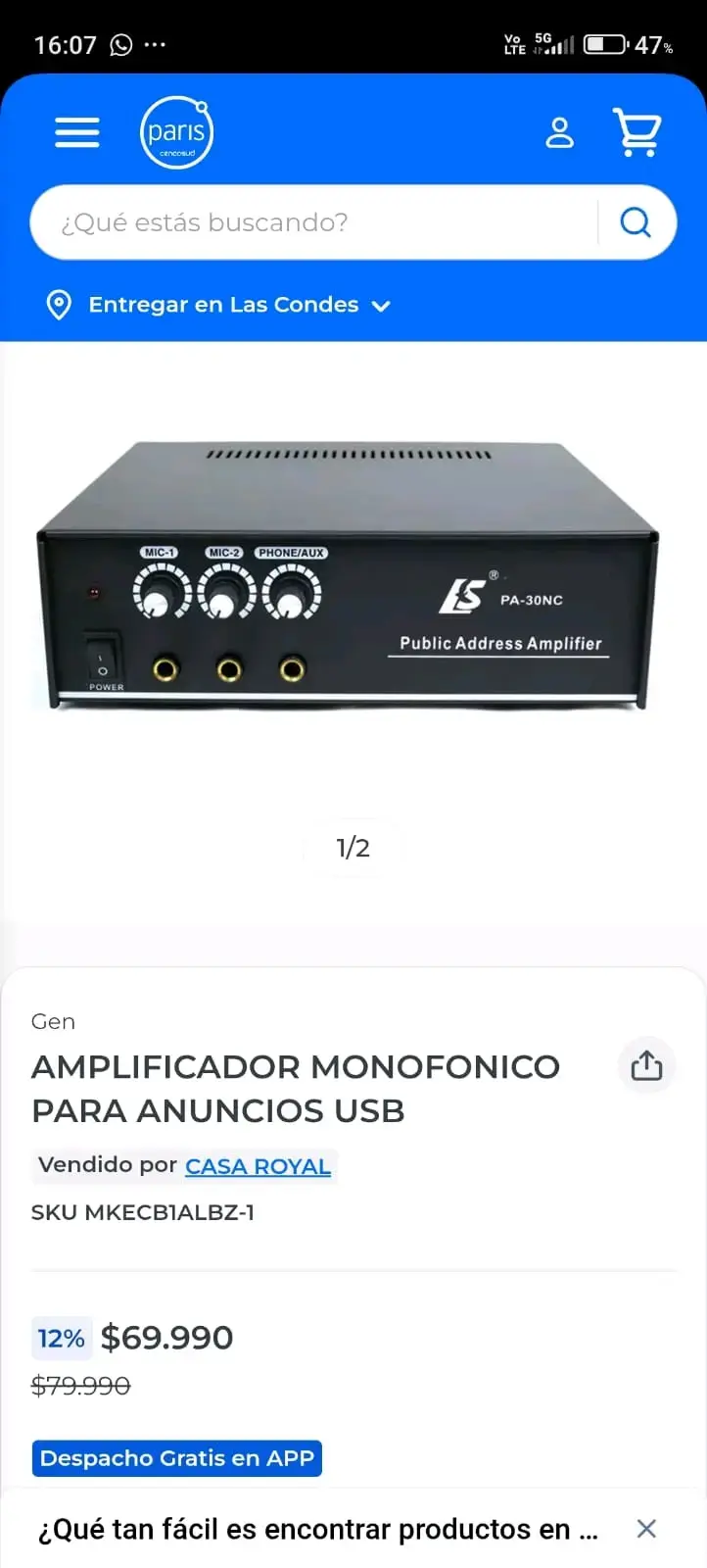 Amplificador de Dirección Pública LS PA-30NC - 1
