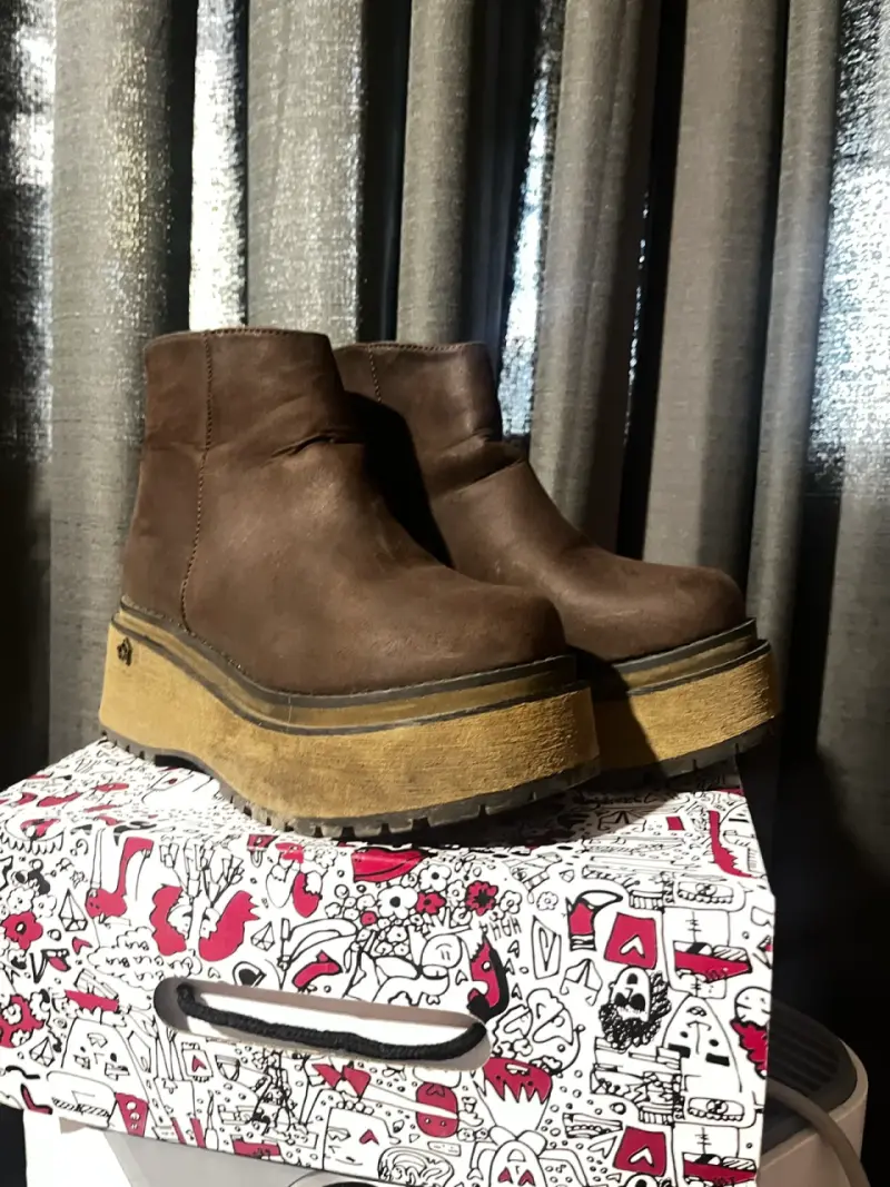 Botines de cuero marrón con plataforma talla 35 - 4