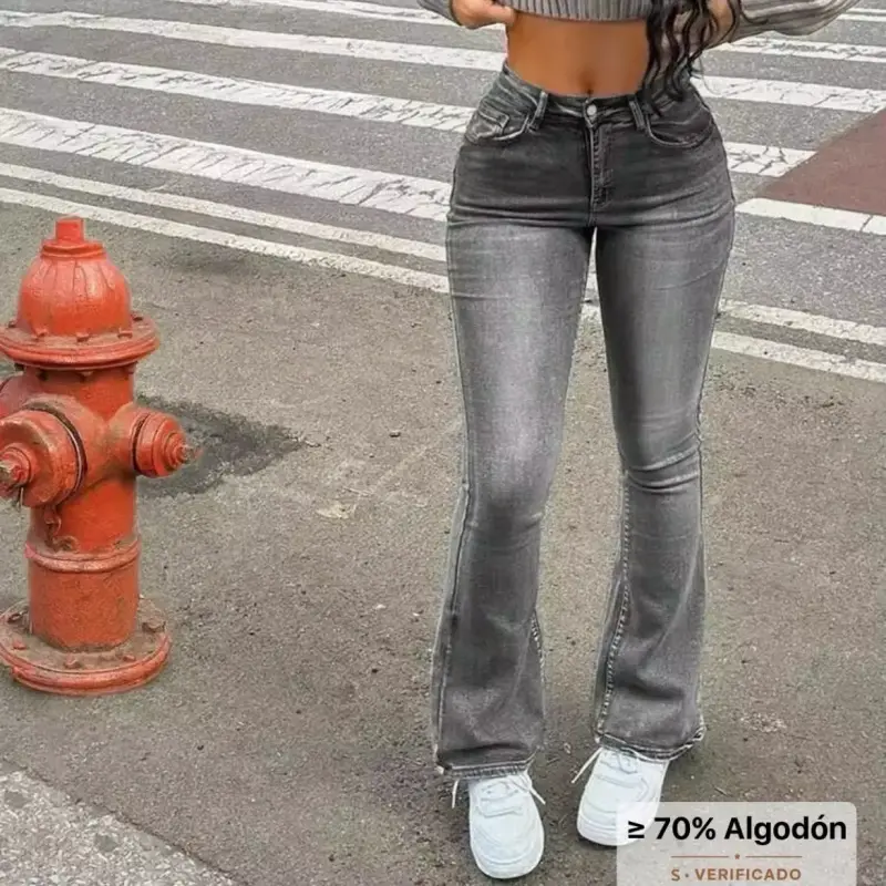 Jeans acampanados gris SHEIN - 1