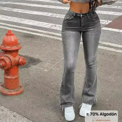 Jeans acampanados gris SHEIN - miniatura 1