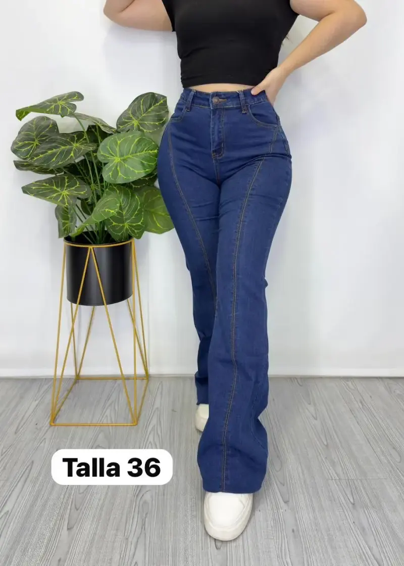 Jeans acampanados azul talla 36 para mujer - 1