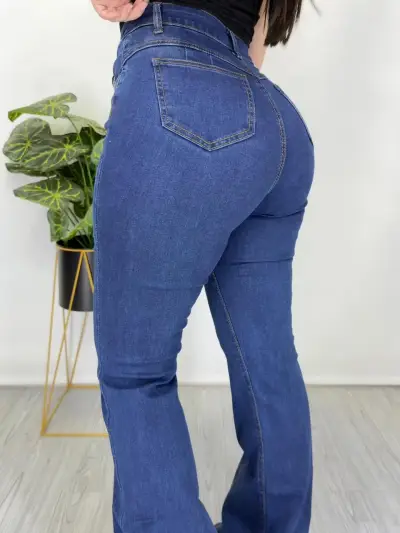 Jeans acampanados azul talla 36 para mujer - miniatura 3