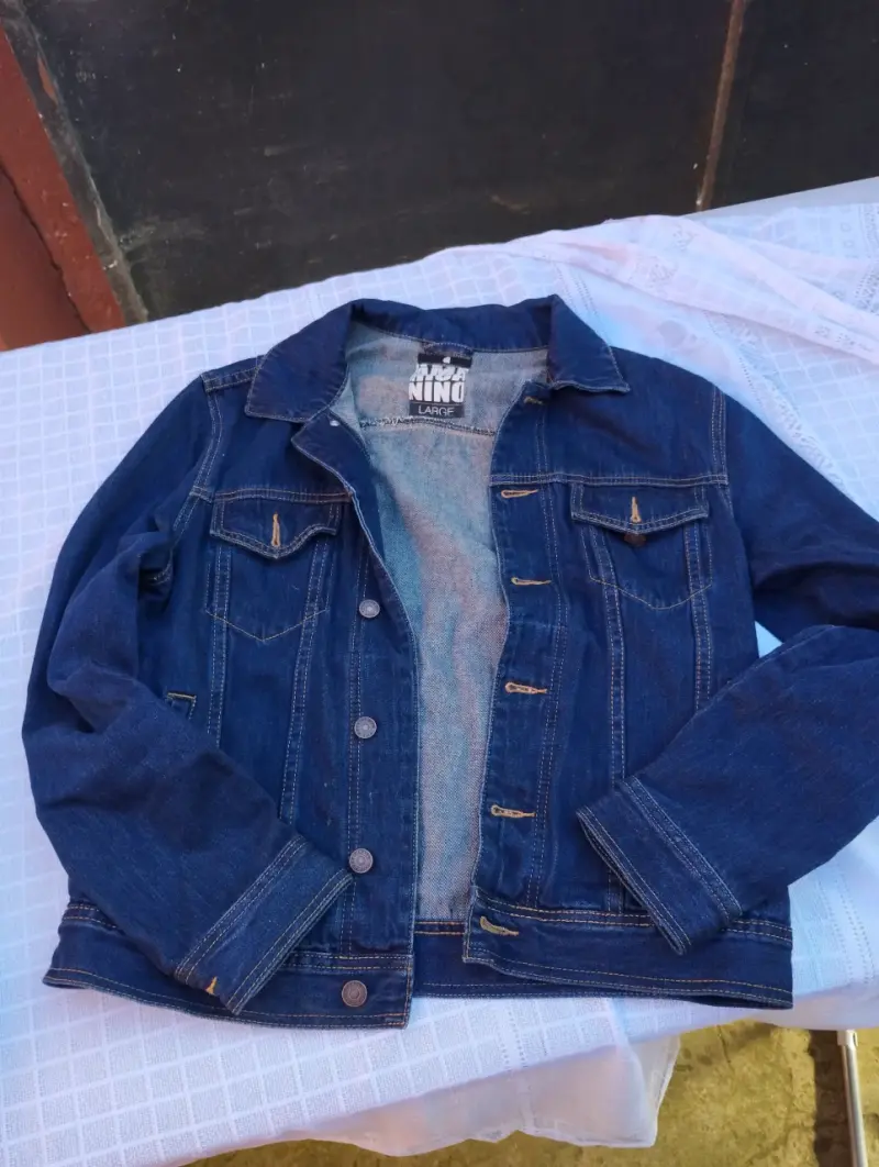 Chaqueta de mezclilla azul para hombre talla L - 1