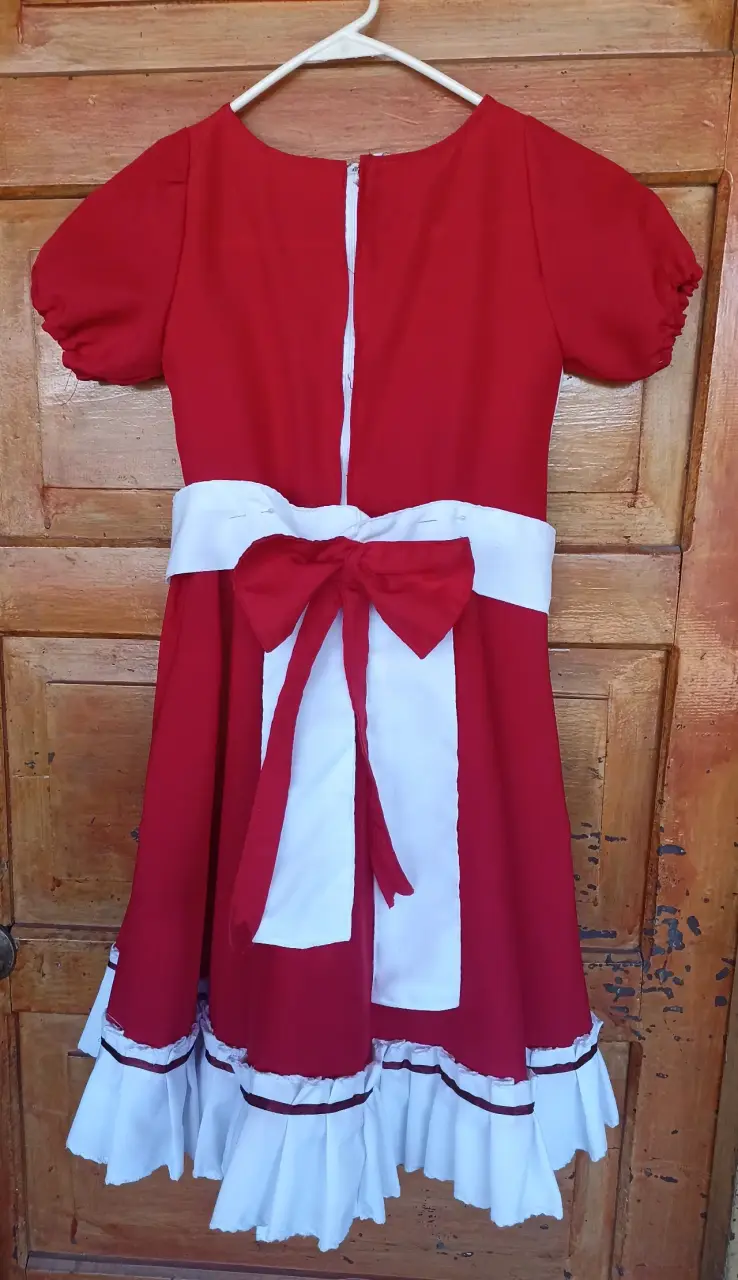 Vestido rojo con lazo blanco para niña talla 10-12 - 1