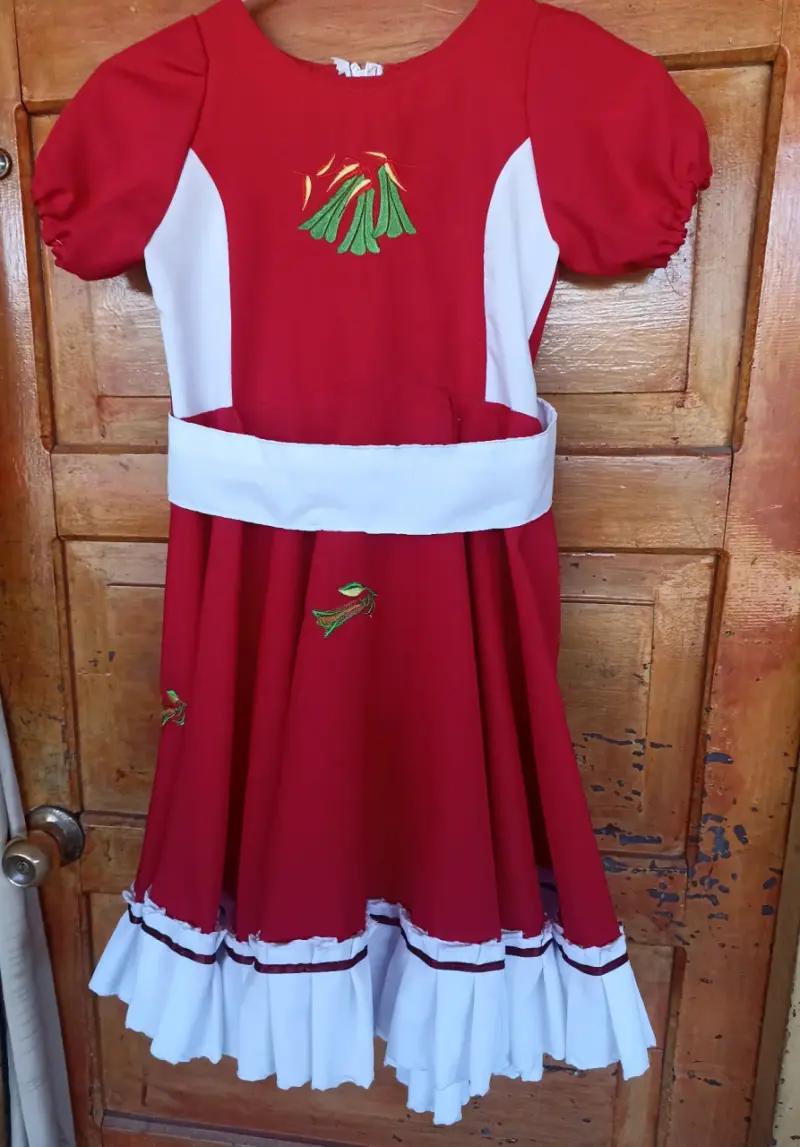 Vestido rojo con lazo blanco para niña talla 10-12 - 2