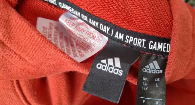 Polerón con capucha rojo Adidas para niños - miniatura 3