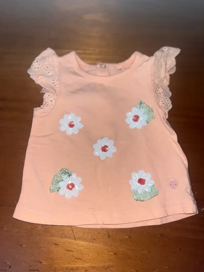 Polera de bebé rosa con flores Pillín - 1