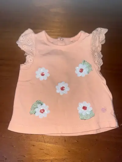 Polera de bebé rosa con flores Pillín - miniatura 1