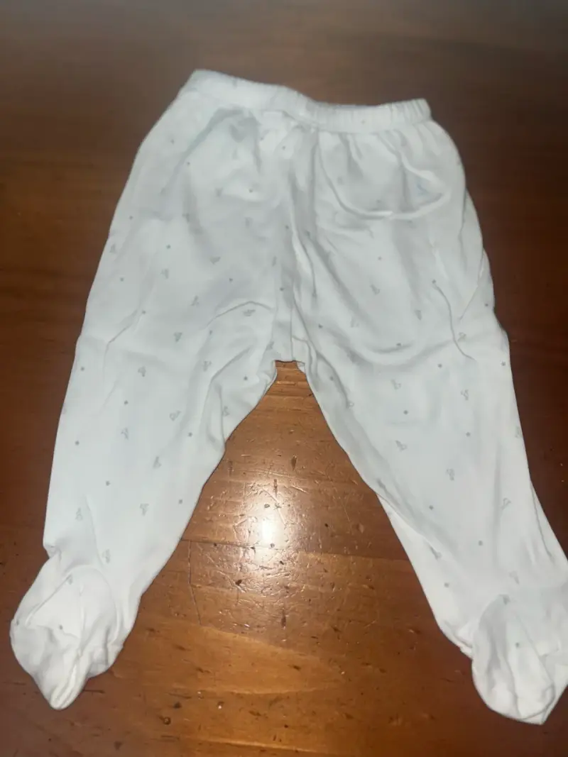 2 Pantalón de bebé blanco con pie Coniglio 3-6M - 1