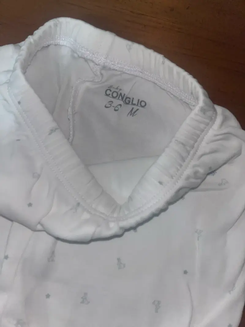 2 Pantalón de bebé blanco con pie Coniglio 3-6M - 2