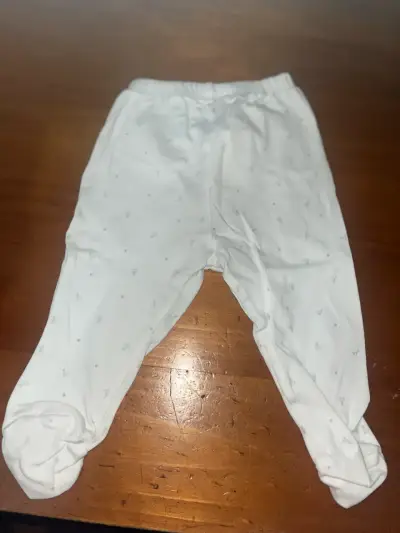 2 Pantalón de bebé blanco con pie Coniglio 3-6M - miniatura 3