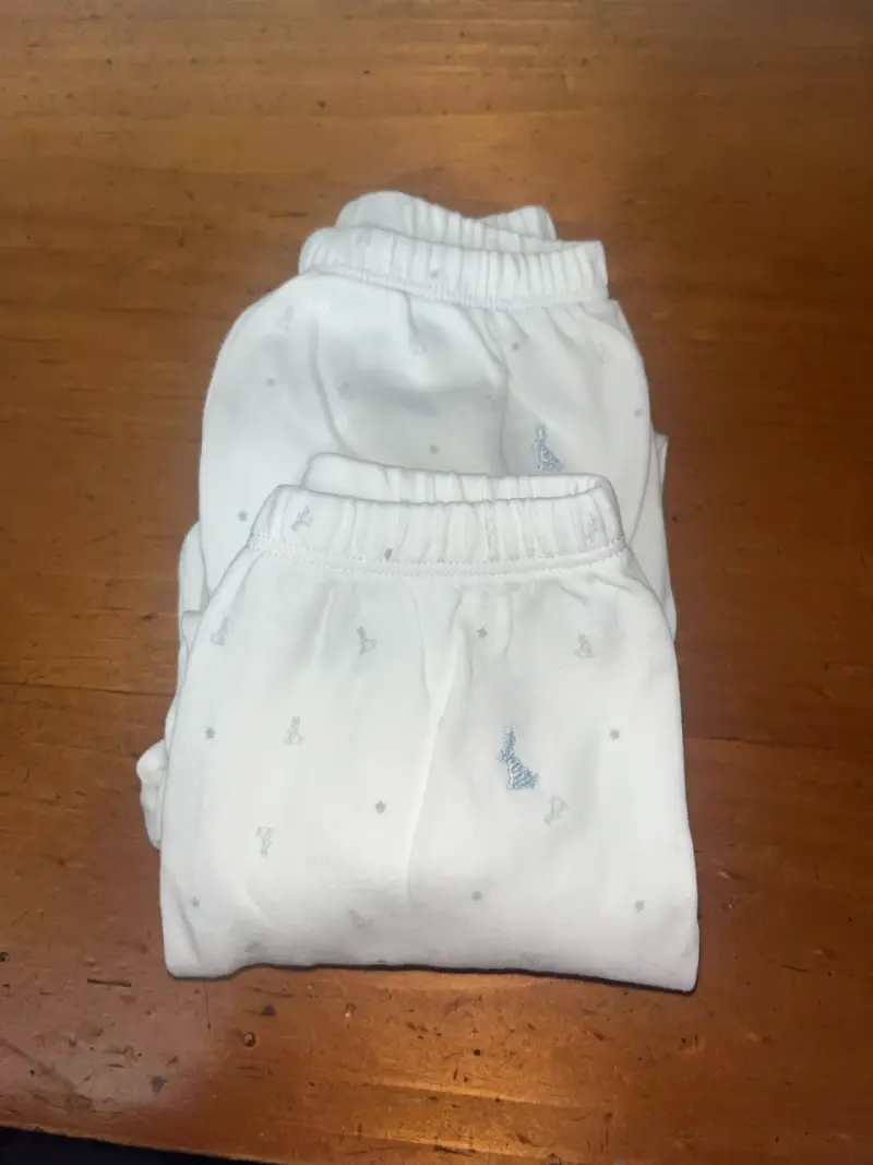 2 Pantalón de bebé blanco con pie Coniglio 3-6M - 4