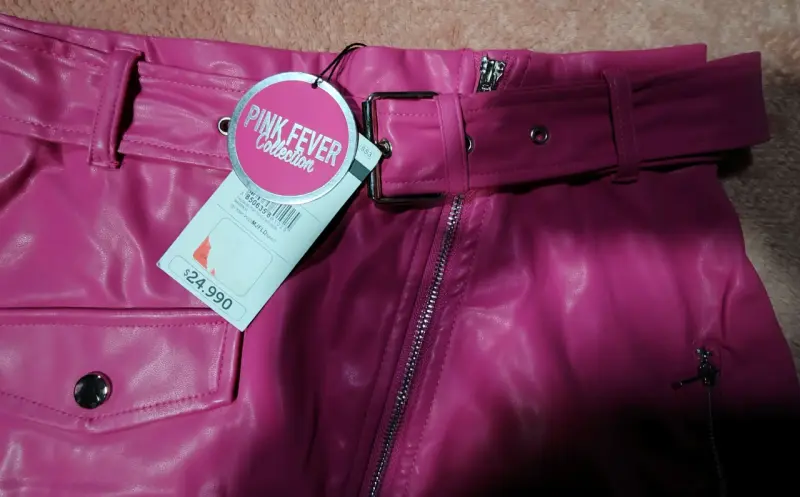 Falda de cuero sintético rosa Pink Fever - 2