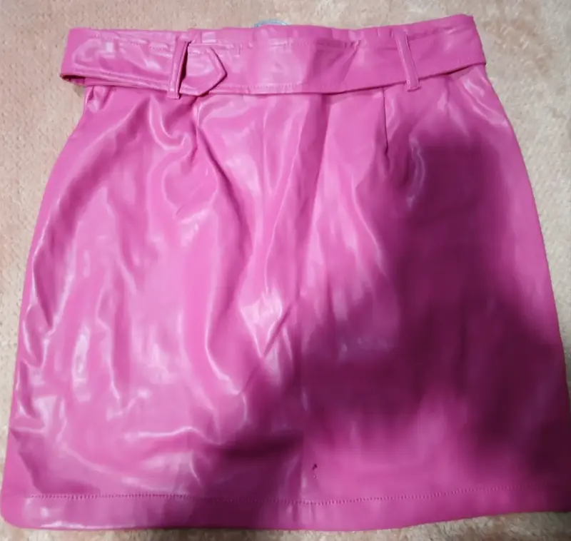 Falda de cuero sintético rosa Pink Fever - 3