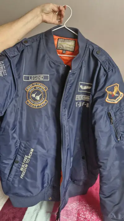 Chaqueta bomber azul estilo aviador Free Spirit - miniatura 3