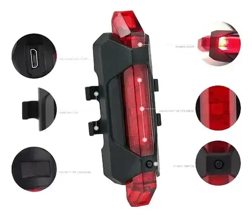 Luz trasera LED para bicicleta recargable USB - 2