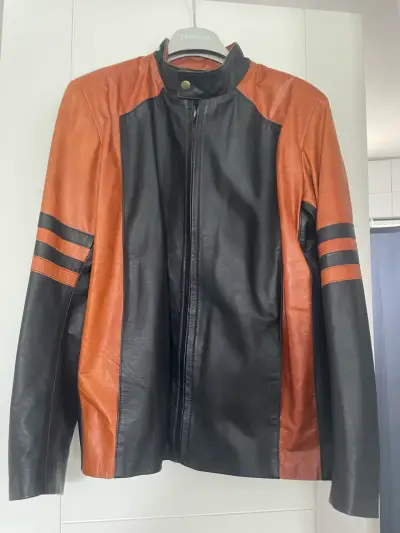 Chaqueta de cuero bicolor Maybe para moto - miniatura 1