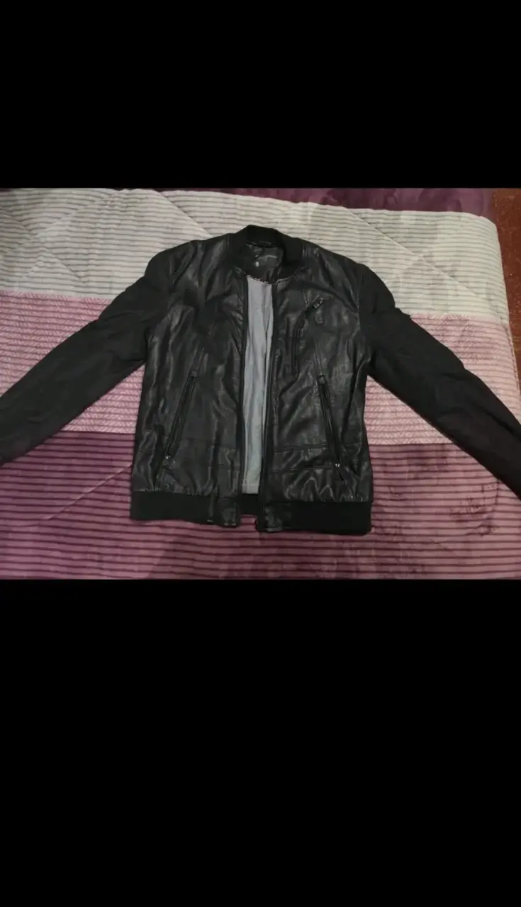 Chaqueta de cuero negra para hombre JJO - 1
