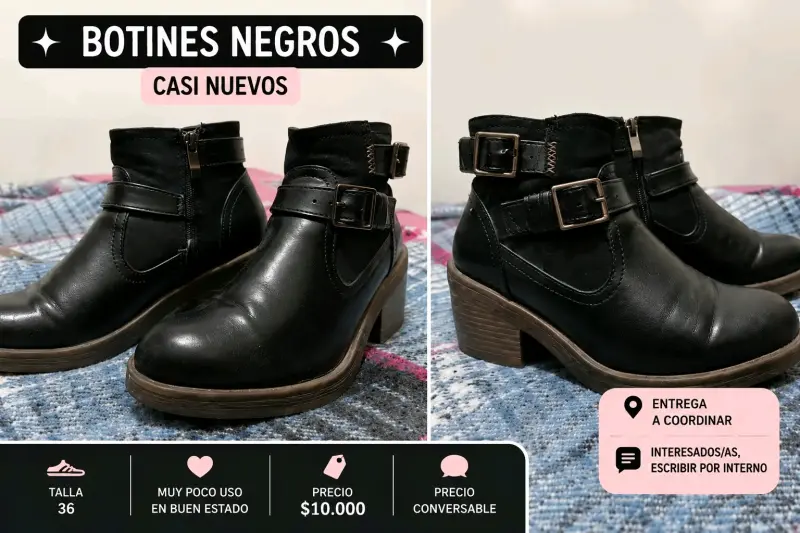 Botines negros de cuero en buen estado