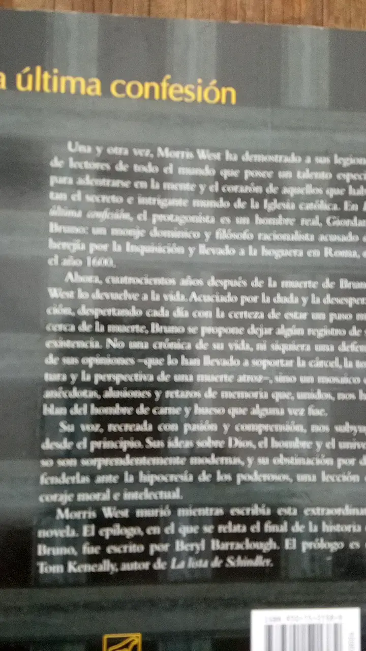 Libro 'La Última Confesión' de Morris West - 2