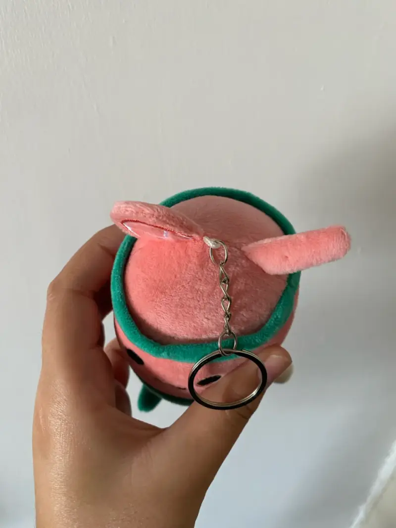 Llavero de peluche rosado con sandía - 4