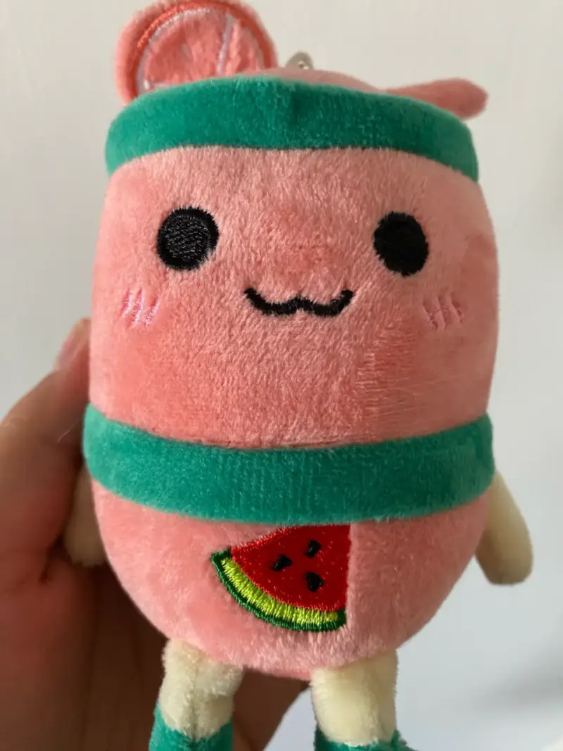 Llavero de peluche rosado con sandía - 5