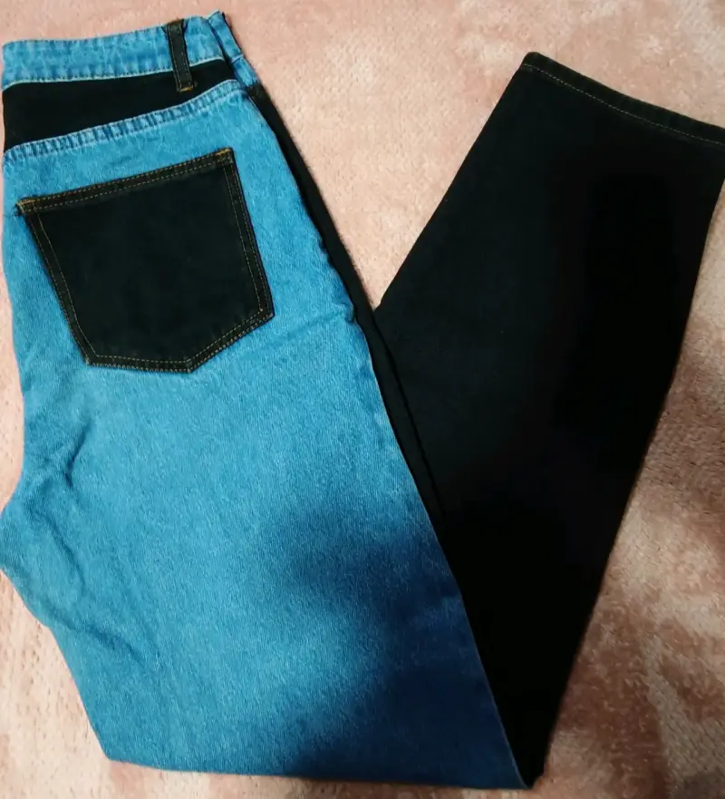 Jeans bicolor para mujer estilo moderno - 2
