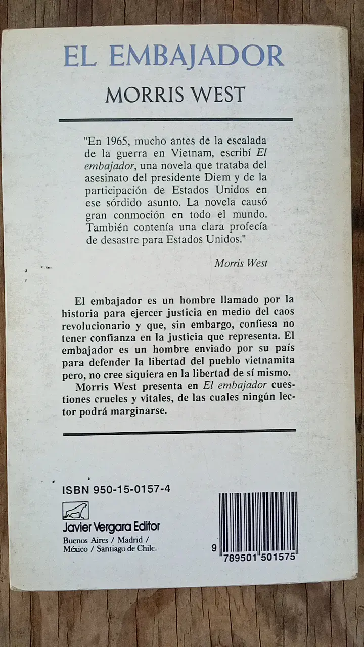 Libro 'El Embajador' de Morris West - 2