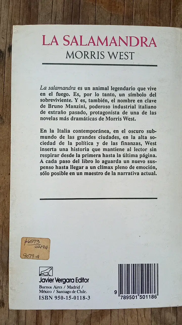 Libro 'La Salamandra' de Morris West - 2