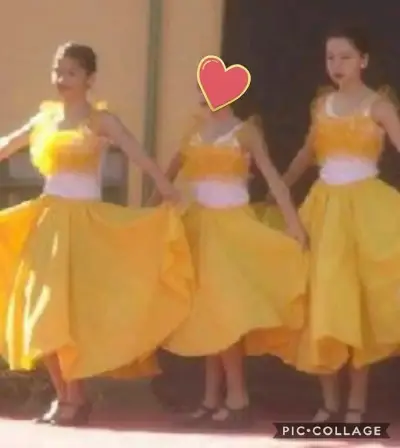 Conjunto de danza polinésica rojo y blanco para niña - miniatura 3