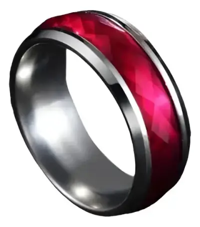 Anillo de acero inoxidable con banda roja - miniatura 1