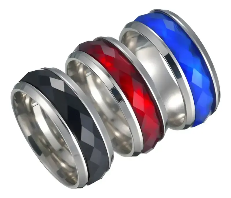 Anillo de acero inoxidable con banda roja - 2