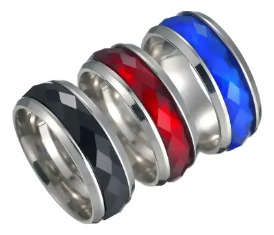 Anillo de acero inoxidable con banda roja - miniatura 2