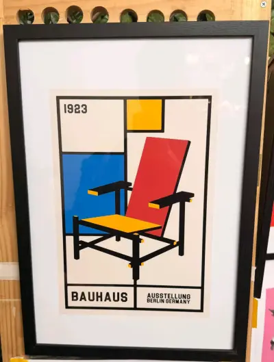 Cuadro vanguardia Bauhaus.Escuela 1923.  Negro - miniatura 1