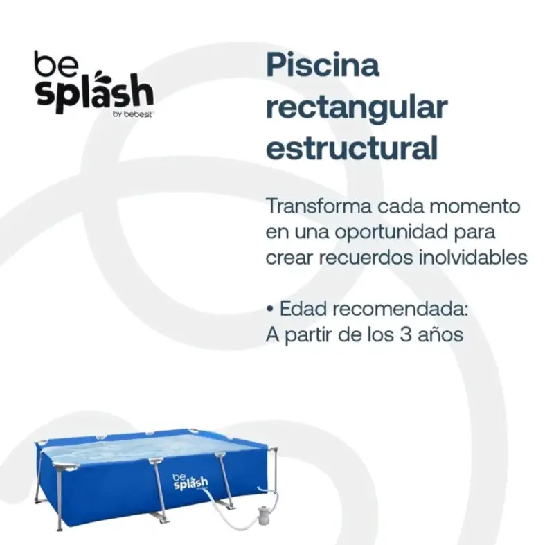 Piscina estructural rectangular Be Splash con sistema de vaciado - 3