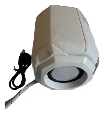 Altavoz Bluetooth portátil blanco con cable USB - miniatura 1