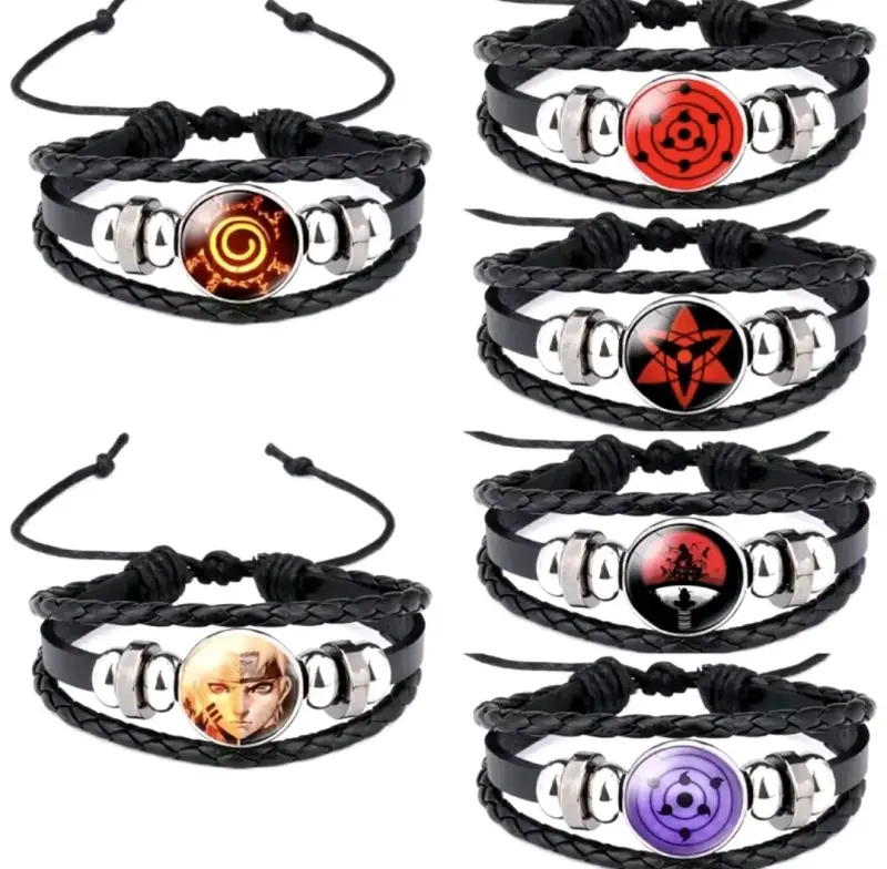 Pulseras de cuero con diseño anime Naruto