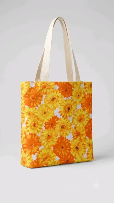 Bolso tote de tela con estampado floral - miniatura 1
