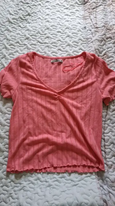 Polera rosada de manga corta para mujer - miniatura 1