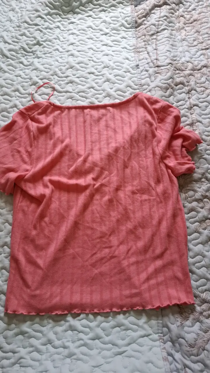 Polera rosada de manga corta para mujer - 2