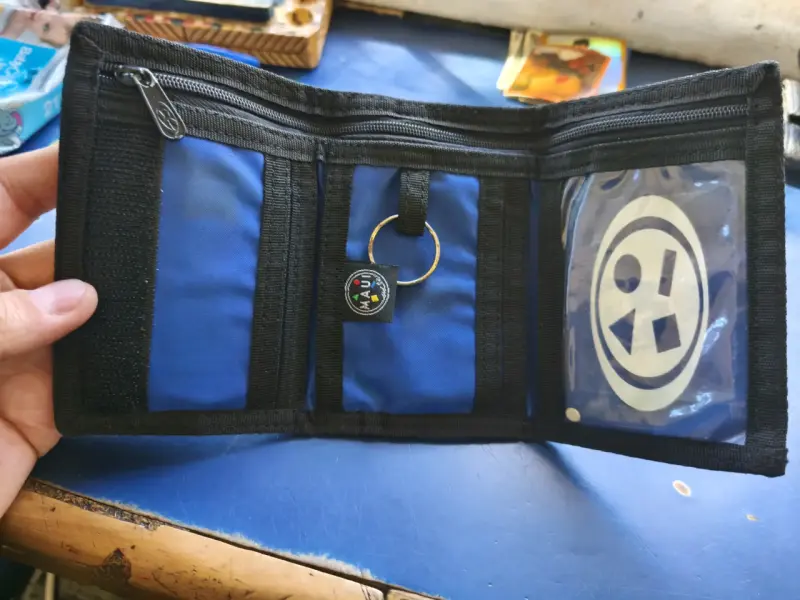 Billetera de tela azul con compartimentos - 3