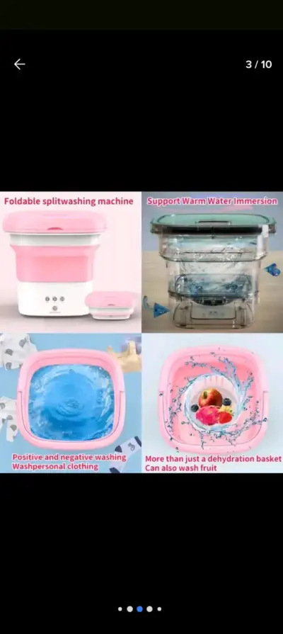 Mini lavadora portátil plegable azul - miniatura 2