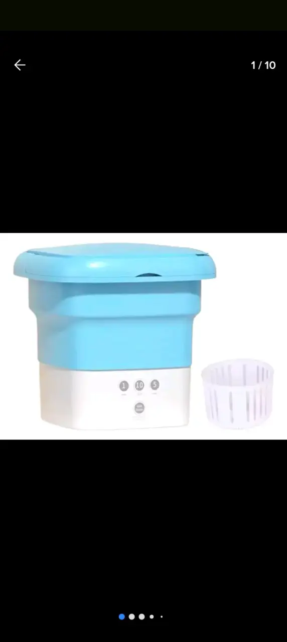 Mini lavadora portátil plegable azul - 3