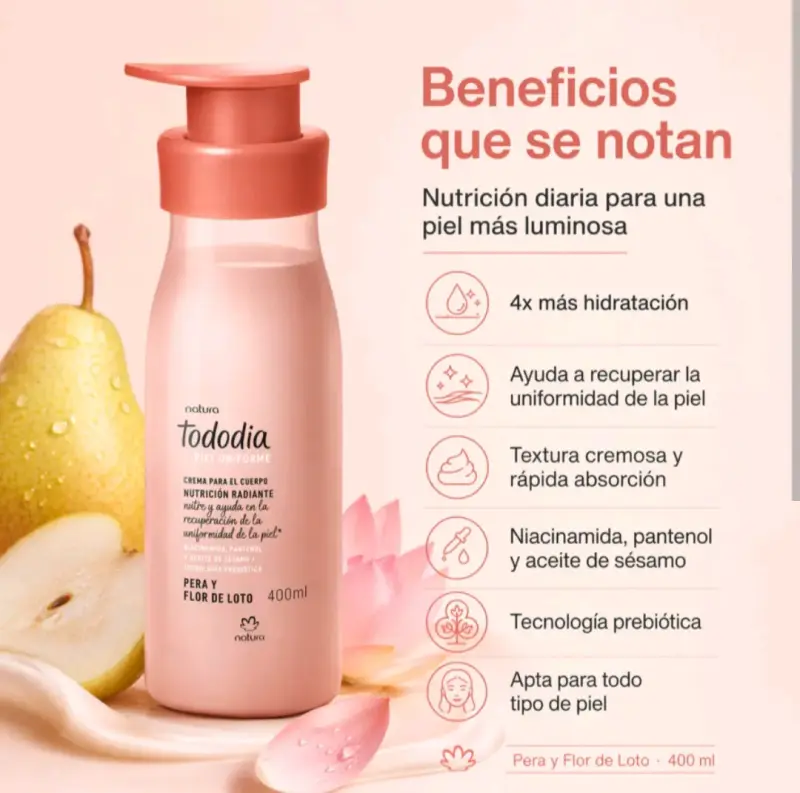 Crema Corporal Natura Tododia Pera y Flor de Loto 400ml