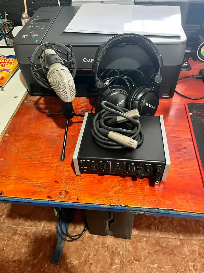 Interfaz de Audio Tascam US-2x2 con Micrófono y Audífonos - 3