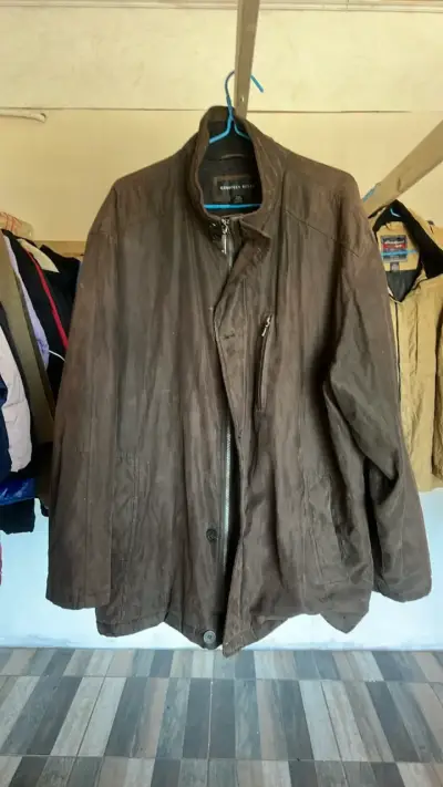 Chaqueta de cuero marrón para hombre - miniatura 1